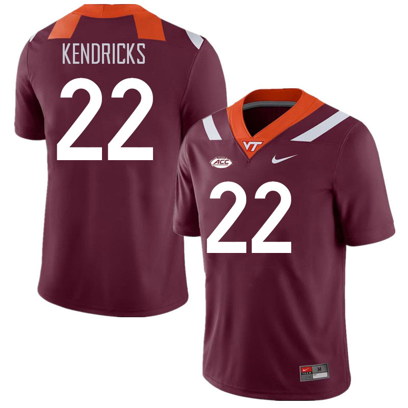Men #22 Mario Kendricks Virginia Tech Hokies College Football Jerseys Stitched Sale-Maroon